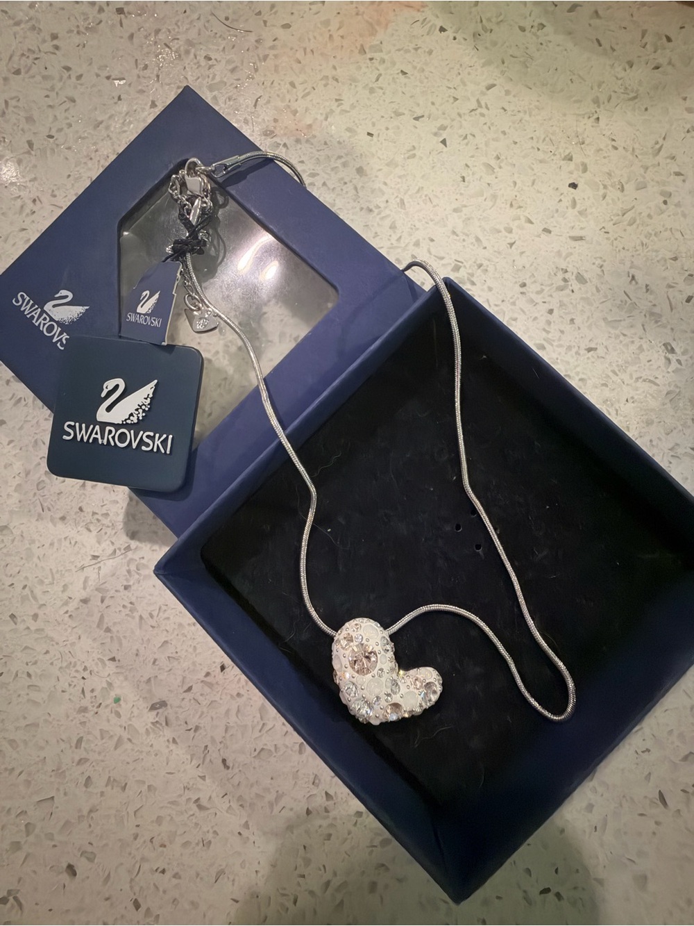 Swarovski Pave Heart Pendant Necklace with Crystal Accents, NWT